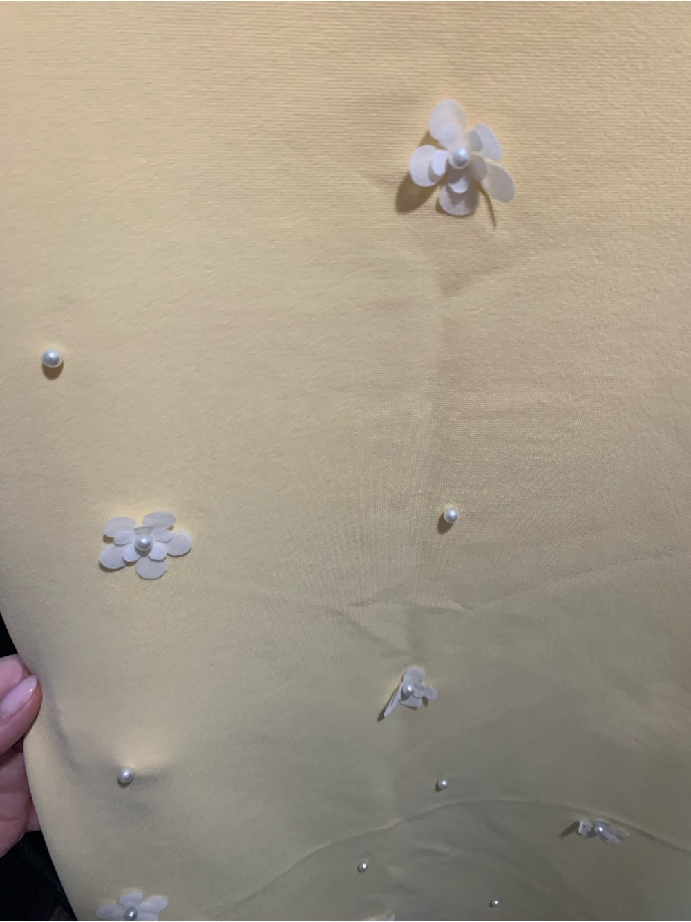 Zara Pale Yellow Midi Dress with White Floral Appliqués - Picture 4 of 4